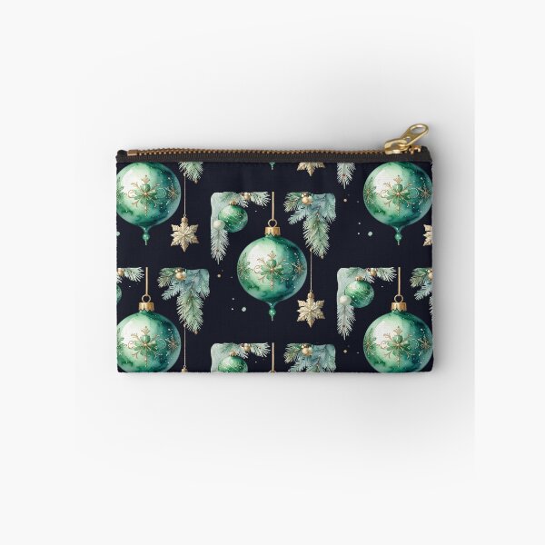 Item preview, Green winter magic, Christmas tree baubles with ornaments and fir branches in watercolor style designed and sold by LiskoDesign.