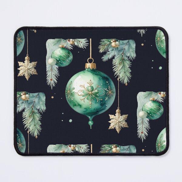 Item preview, Green winter magic, Christmas tree baubles with ornaments and fir branches in watercolor style designed and sold by LiskoDesign.