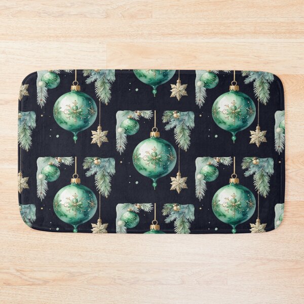 Item preview, Green winter magic, Christmas tree baubles with ornaments and fir branches in watercolor style designed and sold by LiskoDesign.