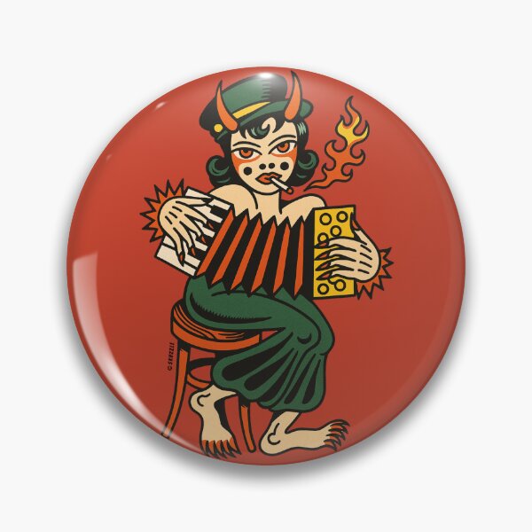 Item preview, She-Devil Accordion Sticker — Retro Pulp Music Art designed and sold by Skuzzle.