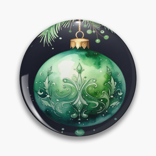 Item preview, Green winter magic, Christmas tree bauble with watercolor-style ornaments designed and sold by LiskoDesign.