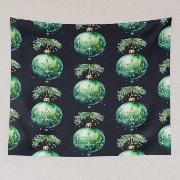 Item preview, Green winter magic, Christmas tree bauble with watercolor-style ornaments designed and sold by LiskoDesign.