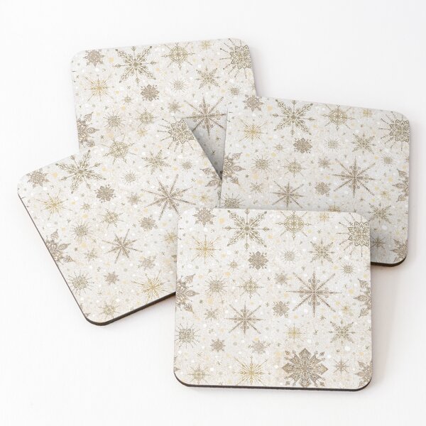 Item preview, Snowflakes beige / gold hand-painted seamless design designed and sold by MimiKoo.