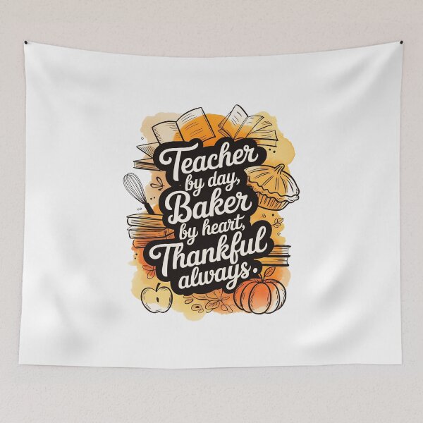 Item preview, Teacher by Day Baker by Heart Thankful Always – Thanksgiving designed and sold by PeteLawliiet.