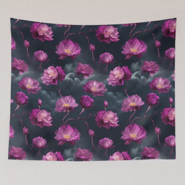Item preview, Lush, Magenta Flowers Drift Through a Stormy, Twilight Sky designed and sold by KilianSzmid.