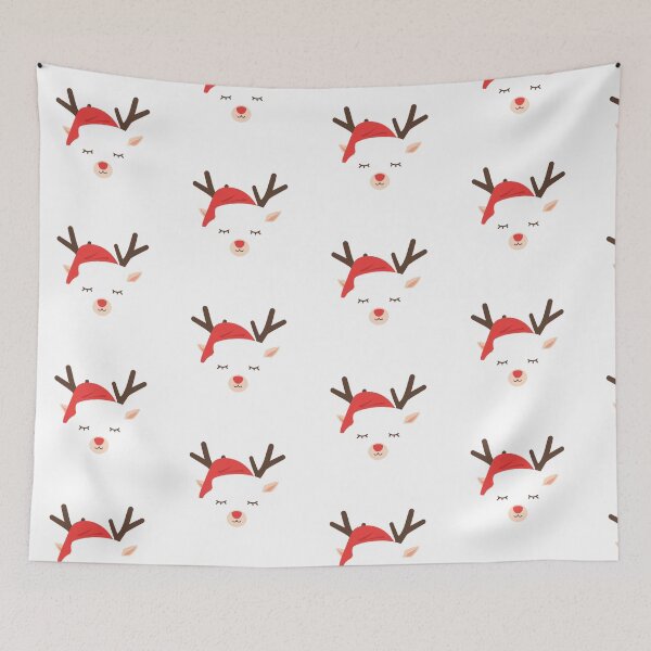 Item preview, Minimalist Christmas Reindeer Illustration – Cute Holiday Santa Hat Design designed and sold by PixelVibe782.