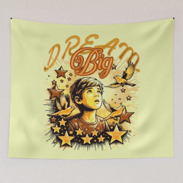 Item preview, Dream big dreams - Artistic illustration of a child and stars designed and sold by WAKYSHOP.