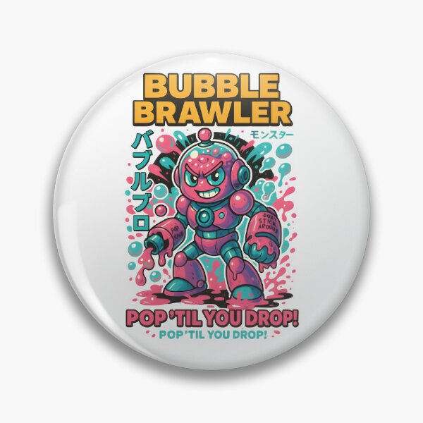Item preview, Bubble Brawler – Pop ’Til You Drop! | Retro Mecha Bubblegum Robot Design designed and sold by Snackwear Apparel.