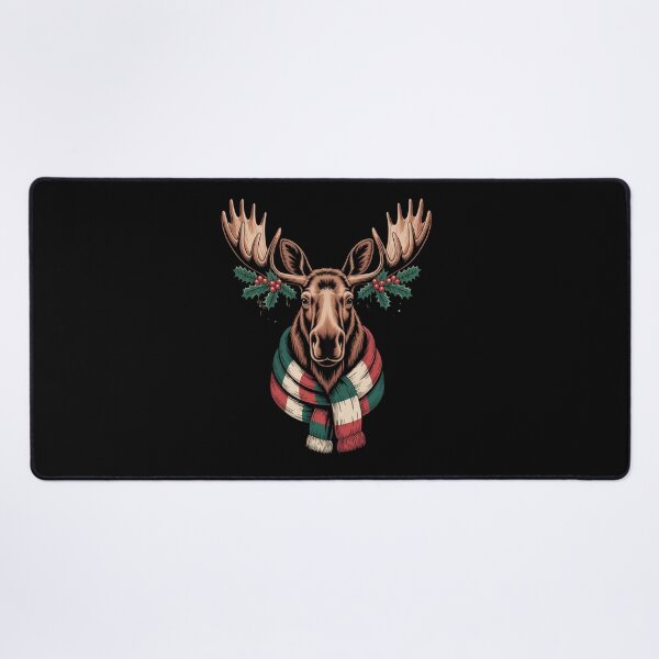 Item preview, Christmas Moose With Bells and Scarf Holiday Forest Art designed and sold by Gogetgiggles.