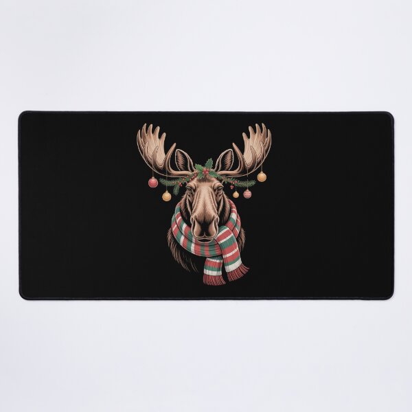 Item preview, Christmas Moose With Bells and Scarf Holiday Forest Art designed and sold by Gogetgiggles.