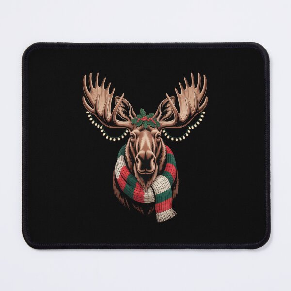 Item preview, Christmas Moose With Bells and Scarf Holiday Forest Art designed and sold by Gogetgiggles.