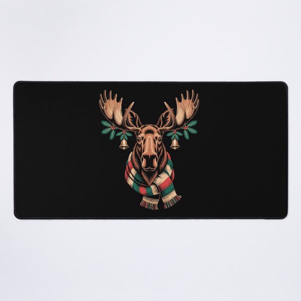 Item preview, Christmas Moose With Bells and Scarf Holiday Forest Art designed and sold by Gogetgiggles.