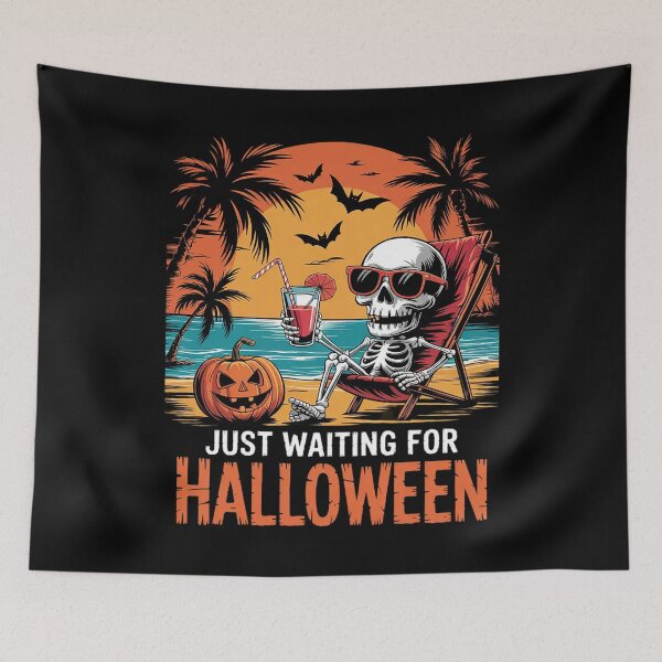 Item preview, Just Waiting for Halloween Skeleton Beach Sunset  designed and sold by ClassicAnthony.