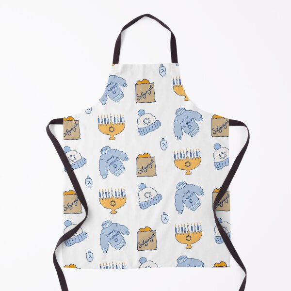 Item preview, Hanukkah Pattern - Cute Blue and Gold Kawaii Illustration, Menorah, Latkes & Dreidel Holiday Design designed and sold by elephant555.