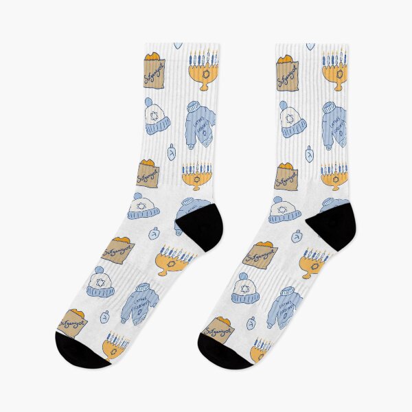Item preview, Hanukkah Pattern - Cute Blue and Gold Kawaii Illustration, Menorah, Latkes & Dreidel Holiday Design designed and sold by elephant555.