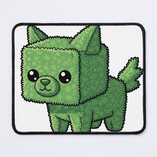 Item preview, Cute Blocky Green Bush Dog Character with Big Eyes Illustration designed and sold by Dofitopia.