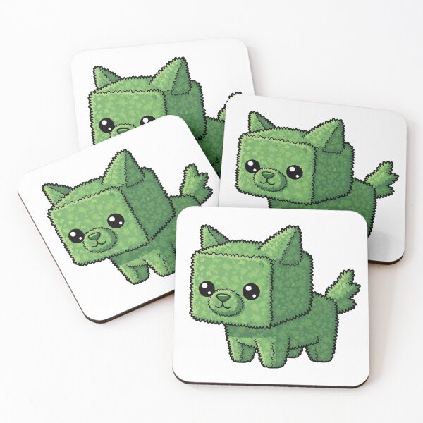 Item preview, Cute Blocky Green Bush Dog Character with Big Eyes Illustration designed and sold by Dofitopia.