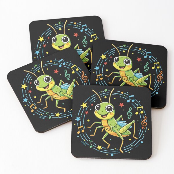 Item preview, Colorful Cartoon Grasshopper Playing with Music Notes designed and sold by AwesomeBeyondLimits.