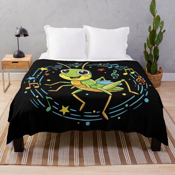 Item preview, Colorful Cartoon Grasshopper Playing with Music Notes designed and sold by AwesomeBeyondLimits.