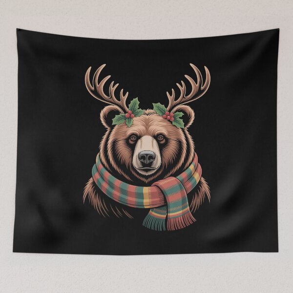Item preview, Brown Bear Christmas Reindeer Holiday Winter Animal Design designed and sold by Gogetgiggles.
