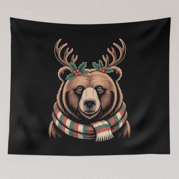 Item preview, Brown Bear Christmas Reindeer Holiday Winter Animal Design designed and sold by Gogetgiggles.
