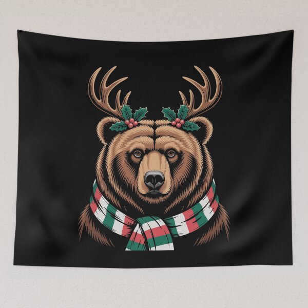 Item preview, Brown Bear Christmas Reindeer Holiday Winter Animal Design designed and sold by Gogetgiggles.