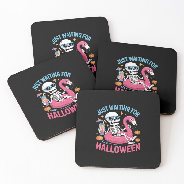 Item preview, Just Waiting For Halloween Skeleton Flamingo Beach Summerwee  designed and sold by ClassicAnthony.