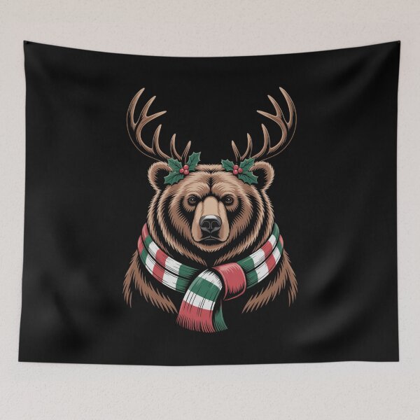 Item preview, Brown Bear Christmas Reindeer Holiday Winter Animal Design designed and sold by Gogetgiggles.