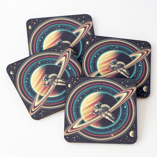 Item preview, Cosmic Astronaut Walking Saturn's Rings – Surreal Space Art designed and sold by Dogandesighn.