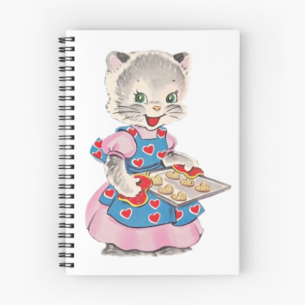 Item preview, Vintage cat baking heart shaped cookies designed and sold by Pixiedrop.