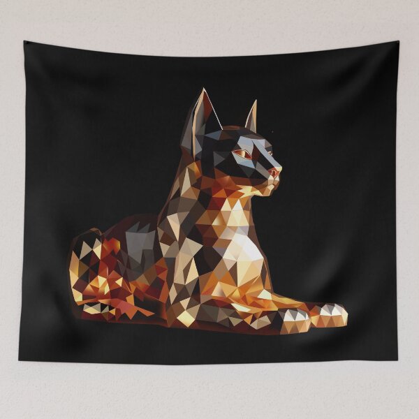 Item preview, Golden Low Poly Cat – Majestic Egyptian Style designed and sold by InFrameVision.