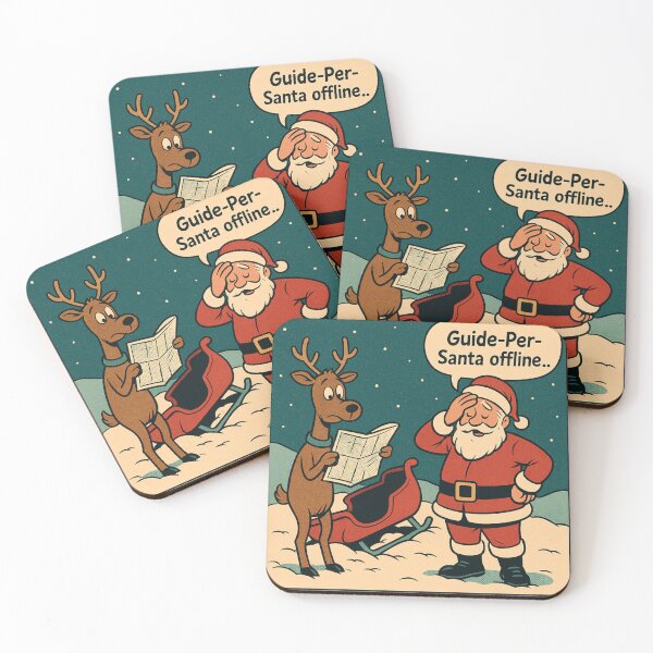 Item preview, Cozy Christmas Humor – Lost Santa Navigation – Gift for Coworker – Retro Comics • Vintage Halftone designed and sold by JacobKAurumhead.