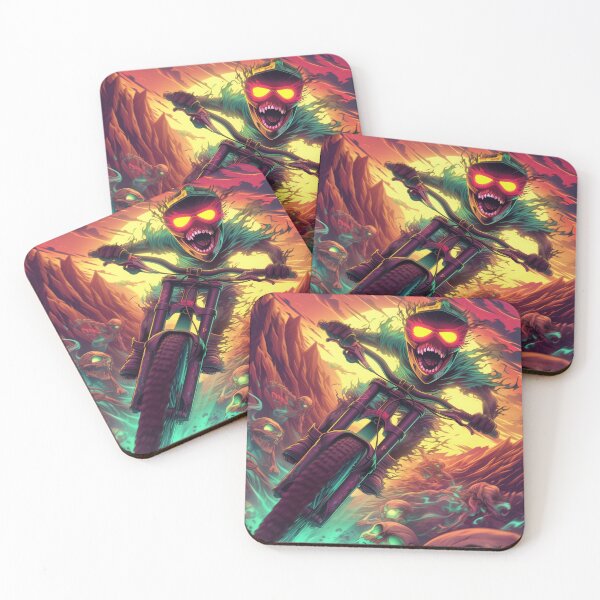 Item preview, Mountain biker hurtling down a mountain in a science fiction and horror setting designed and sold by ColorDesign38.