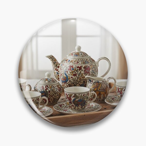 Item preview, Traditional Indian Kalamkari Design tea cup set  designed and sold by jiggi shop .
