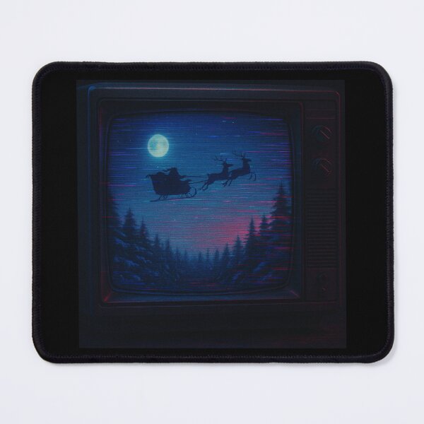 Item preview, Glitched Christmas Nostalgia – Midnight Sleigh Ride Over Pines – Gift for Dreamy Winter Romantic – Retro TV Glitch • Analog Scanline Texture designed and sold by JacobKAurumhead.