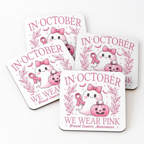Item preview, In October We Wear Pink – Cute Ghost Breast Cancer Awareness designed and sold by MeowLoka ⭐⭐⭐⭐.