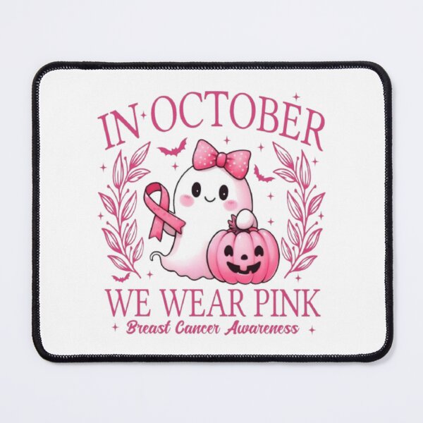 Item preview, In October We Wear Pink – Cute Ghost Breast Cancer Awareness designed and sold by MeowLoka ⭐⭐⭐⭐.