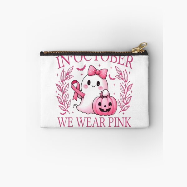Item preview, In October We Wear Pink – Cute Ghost Breast Cancer Awareness designed and sold by MeowLoka ⭐⭐⭐⭐.