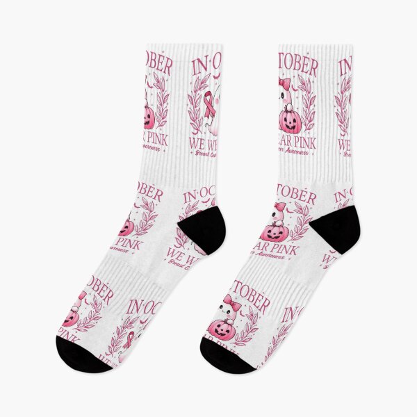 Artikelvorschau, In October We Wear Pink – Cute Ghost Breast Cancer Awareness entworfen und verkauft von MeowLoka ⭐⭐⭐⭐.