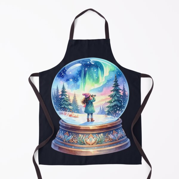 Item preview, Magical Northern Lights in a snow globe, girl photographs winter landscape designed and sold by LiskoDesign.