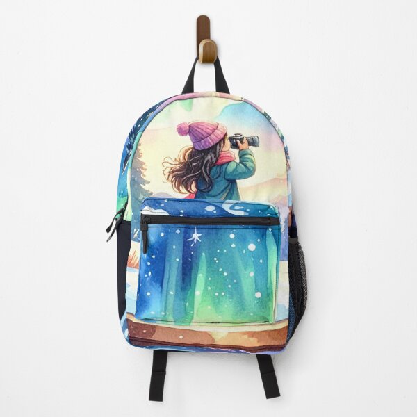 Item preview, Magical Northern Lights in a snow globe, girl photographs winter landscape designed and sold by LiskoDesign.