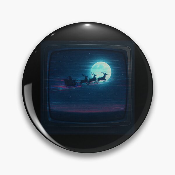 Item preview, Glitched Christmas Nostalgia – Full Moon Sleigh Flight – Gift for Moon Lover – Retro TV Glitch • Analog Scanline Texture designed and sold by JacobKAurumhead.