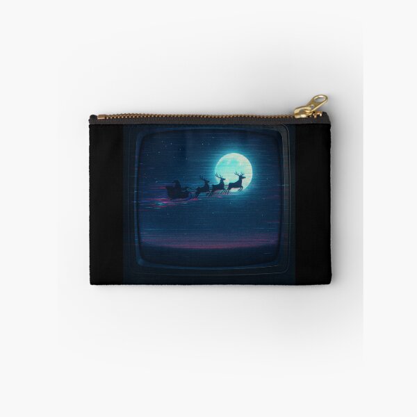 Item preview, Glitched Christmas Nostalgia – Full Moon Sleigh Flight – Gift for Moon Lover – Retro TV Glitch • Analog Scanline Texture designed and sold by JacobKAurumhead.