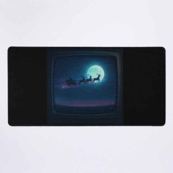 Item preview, Glitched Christmas Nostalgia – Full Moon Sleigh Flight – Gift for Moon Lover – Retro TV Glitch • Analog Scanline Texture designed and sold by JacobKAurumhead.