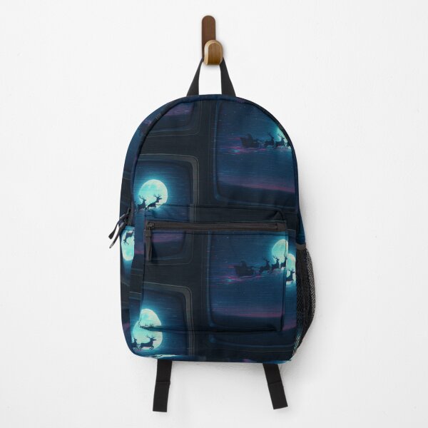 Item preview, Glitched Christmas Nostalgia – Full Moon Sleigh Flight – Gift for Moon Lover – Retro TV Glitch • Analog Scanline Texture designed and sold by JacobKAurumhead.