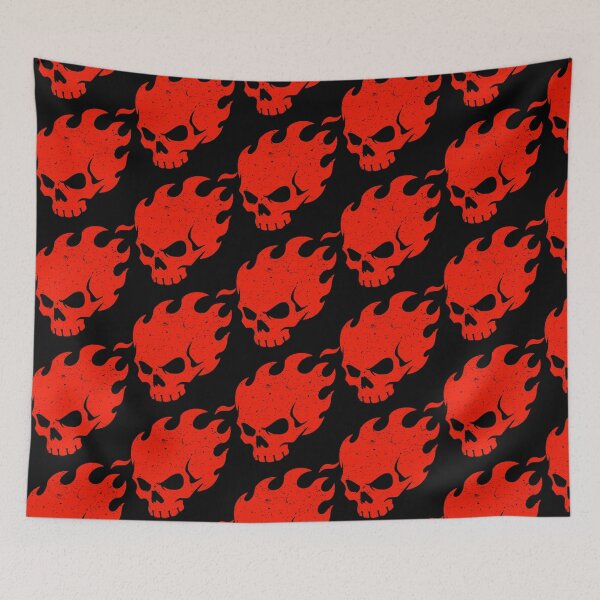 Item preview, Flaming Red Skull Minimalist Art designed and sold by Skulls & Calaveras.