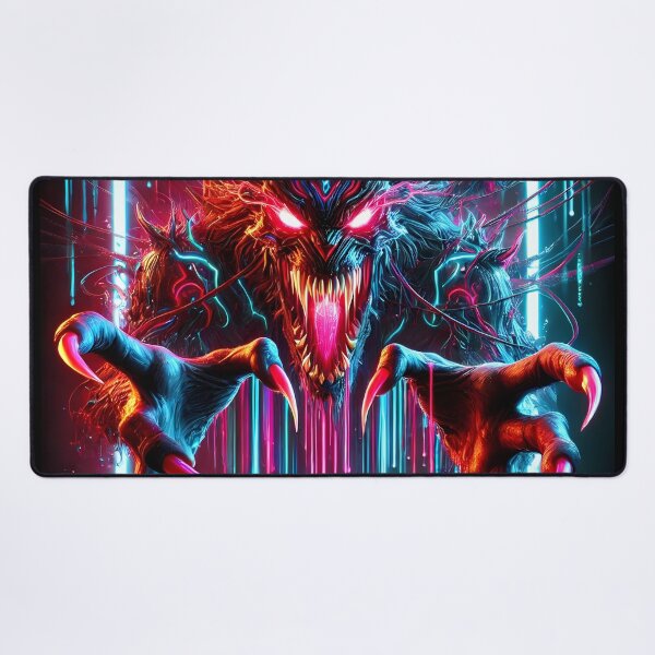 Item preview, Terrifying Neon 3D Monster - Cyber Horror Art designed and sold by FusionCipher.