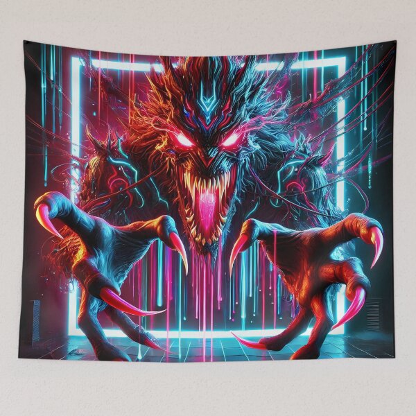 Item preview, Terrifying Neon 3D Monster - Cyber Horror Art designed and sold by FusionCipher.