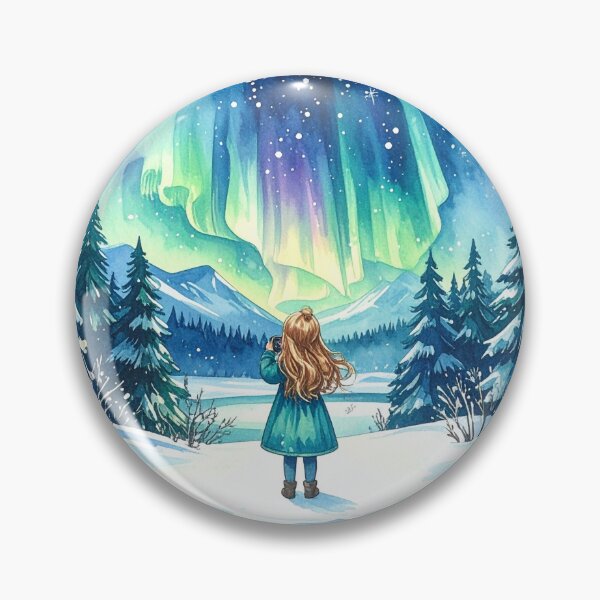Item preview, Magical Northern Lights in a snow globe, girl photographed in the polar night designed and sold by LiskoDesign.