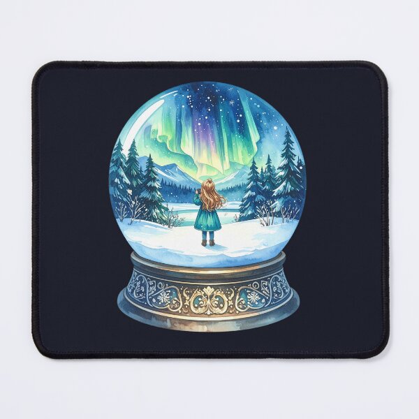 Item preview, Magical Northern Lights in a snow globe, girl photographed in the polar night designed and sold by LiskoDesign.
